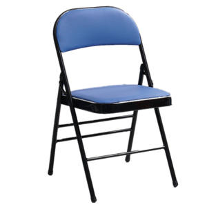 ADVAN-silla apilable de cuero suave con marco de metal negro para exteriores, respaldo plano para hotel, playa, silla plegable para eventos de fiesta de boda - Product Image 4