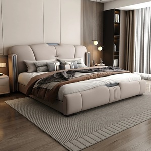 Cadre de <span class=keywords><strong>lit</strong></span> moderne en cuir et bois de chêne avec structure en fer, gain de place, pour chambre à coucher, tailles King, Queen et Full Size, fabriqué en Chine - Product Image 5