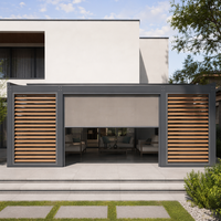 Pérgola Bioclimática Motorizada de Aluminio 6063-T6 de Alta Resistencia, Techo de Láminas para Todo Clima, Gazebo con Control Remoto Inteligente para Balcón y Patio