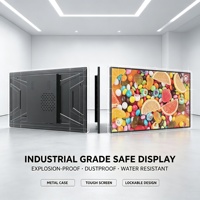Layar LCD ADS 65 Inci dengan Kaca Tempered, Terpasang di Dinding, Papan Reklame Elektronik Digital 65" untuk Periklanan