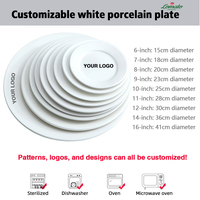 Assiette plate circulaire en porcelaine blanche pure personnalisable, vaisselle pour hôtel, restaurant, mariage, avec logo personnalisé, vente en gros