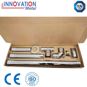 Kit de cheminée moderne en acier inoxydable de 150 mm (6 pouces) à double paroi, avec coude et raccord en T, pour poêle à <span class=keywords><strong>bois</strong></span> et accessoires de foyer - Product Image 4