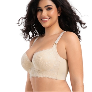 Lencerí<span class=keywords><strong>a</strong></span> sexy sin costuras de encaje de gran tamaño para mujeres reunidas Con pechos antiflacidez y llantas de acero <span class=keywords><strong>Sujetador</strong></span> con hebillas traseras anchas en V profundas - Product Image 3