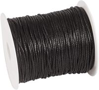 Cordon en coton ciré noir de 1,5 mm, longueur personnalisée, pour macramé, perlage, fabrication de bijoux, vêtements, chaussures, sacs, bracelets