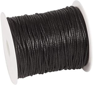 Cordon en coton ciré noir de 1,5 mm, longueur personnalisée, pour macramé, perlage, fabrication de bijoux, vêtements, chaussures, sacs, bracelets - Product Image 1