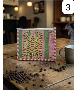 Bohemian Style Textile Cosmetic Storage Bag With Colorful Geometric Pattern Secure Zipper Closure Lightweight Portable <b>Makeup</b> - Product Image 6