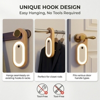 Lampe LED à capteur moderne avec batterie, veilleuse en bois massif avec panneau DIY inscriptible pour chambre et placard