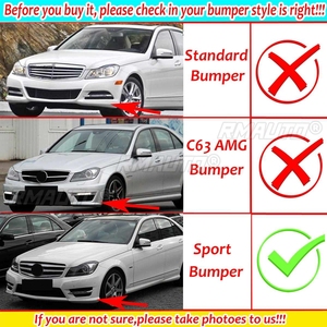 ชุดแต่งกันชนหน้ารถยนต์ 3 ชิ้น สำหรับ Mercedes Benz W204 ปี 2008-2014 ประกอบด้วยลิ้นกันชนหน้า สปอยเลอร์ และดิฟฟิวเซอร์ - Product Image 2