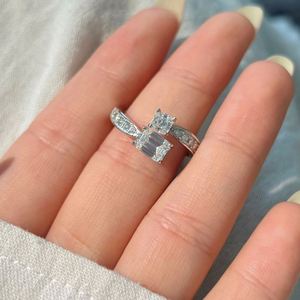 Dylam New Design Top High Jewelry S925 Silver D Color VVS1 Moissanite Stone Open <b>Adjustable</b> Fashion Fine Wedding Promise <b>Rings</b> - Product Image 2