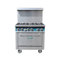 Cuisinière à gaz GPL professionnelle pour restaurant, 6 brûleurs, avec four