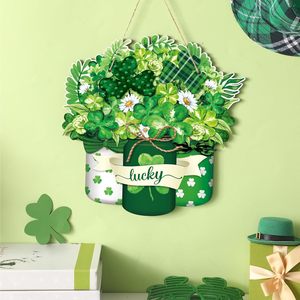 DAMAI Décoration de porte pour la Saint-<span class=keywords><strong>Patrick</strong></span>, panneau suspendu en bois, décoration en bois irlandais porte-bonheur pour la fête de la Saint-<span class=keywords><strong>Patrick</strong></span>, décoration de porte d'entrée - Product Image 4