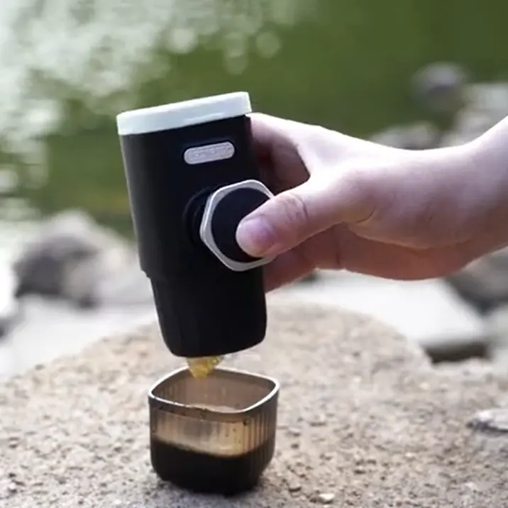Draagbare Koffiemachine Brouwen Espresso Zwart Koffiezetapparaat Reizen Camping Handig Eenvoudig Koffiezetapparaat