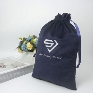 Custom logo Blue Velvet Gift Storage Pouch Dust <b>Packaging</b> <b>Bag</b> with logo - Product Image 3