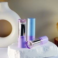 Tube à lèvres vide Yuecai rond, lavande, chrome argenté, intérieur 3,5g, pour baume à lèvres, avec capuchon transparent, contenant cosmétique, vente en gros