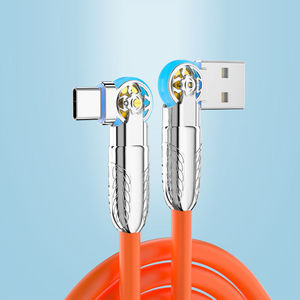 Nuevo diseño Led Light TPE Silicona Rotación de 180 grados 5A Tipo <span class=keywords><strong>Usb</strong></span> <span class=keywords><strong>C</strong></span> Línea de cable de datos de carga rápida para cargador de teléfono <span class=keywords><strong>m</strong></span>óvil - Product Image 6