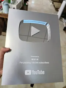 Custom Metal Plaque Medal For YouTube Bilibili Play Button Logo Award With UV Printing Painted Technique Theme Love