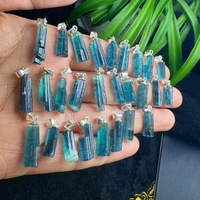 Pendentif en cristal de tourmaline bleue polie avec boucle en argent S925, tendance mode pour la guérison et le bien-être, collection Saint-Valentin