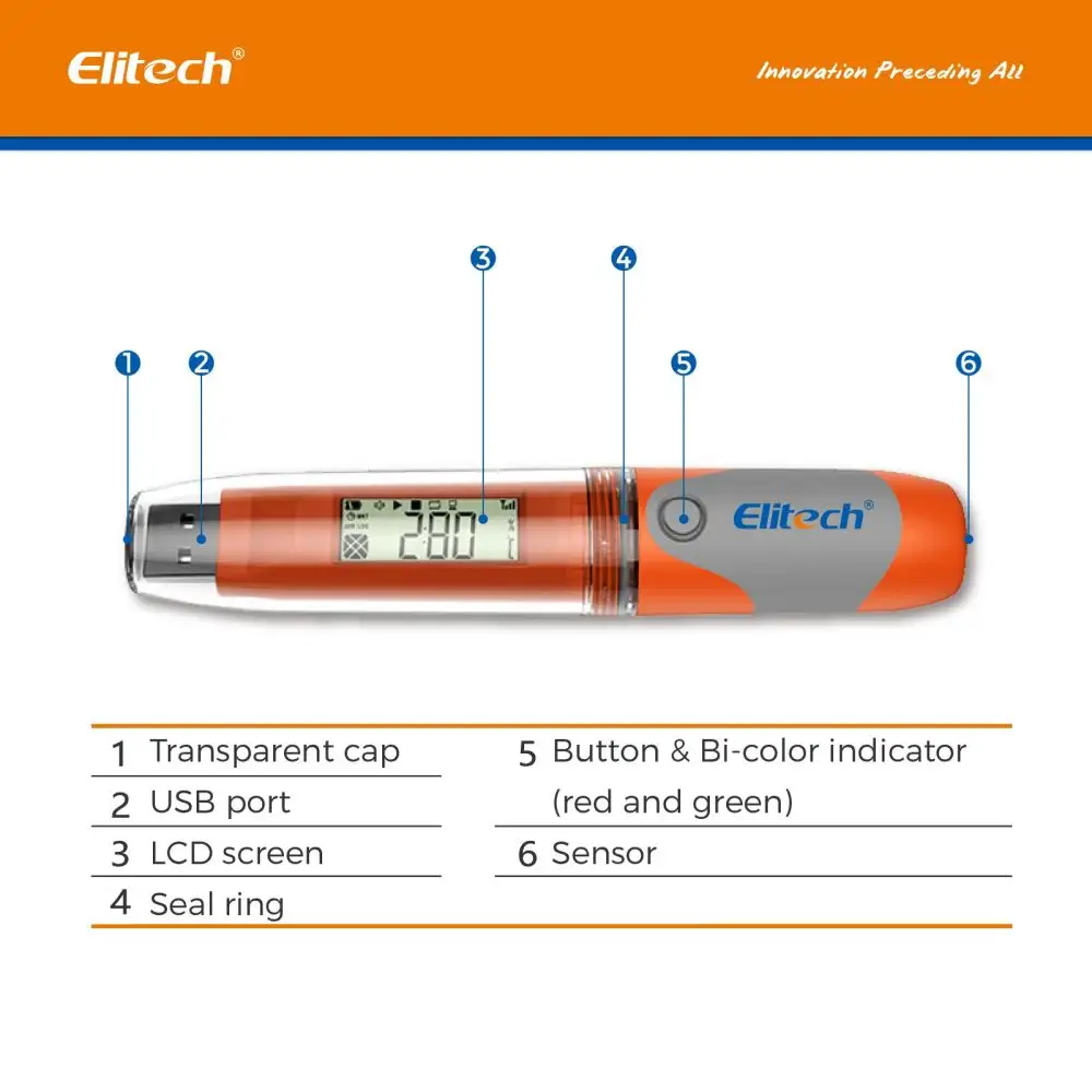 USB 온도 데이터 로거 레코더 Elitech RC-51 방수 온도 테스터 32000 점