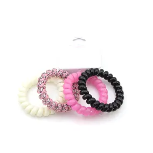 Telephone Wire Line Cord Coil Shape Hair Ties Traceless Printed Jelly Elastic Hair Scrunchies Hairdressing Rope OEM/ODM