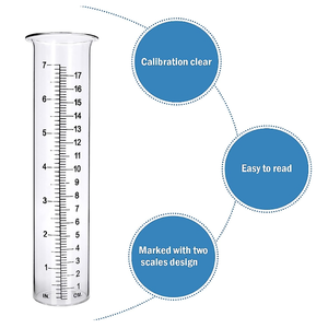 7 "क्षमता स्पष्ट सजावटी सिलेंडर कृषि को मापने की क्षमता बाहरी उद्यान ग्लास प्रतिस्थापन ट्यूब ग्लास वर्षा गेज - Product Image 5