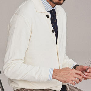 Chemise pull en tricot avec LOGO personnalisé Pull en tricot gaufré à col en V pour hommes Pulls pour hommes avec poches - Product Image 2