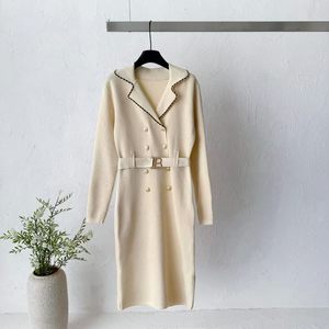 <span class=keywords><strong>Abito</strong></span> in maglia a tinta unita da donna, stile 2026, con doppio petto, lunghezza media, elegante, modellante in vita e che esalta i fianchi - Product Image 2