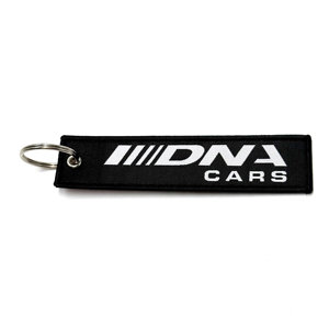 Factory Direct Custom Design Airline Luggage Key Fob Double Sided Woven Label Keychain OEM ODM Promotional Keychains Carabiners