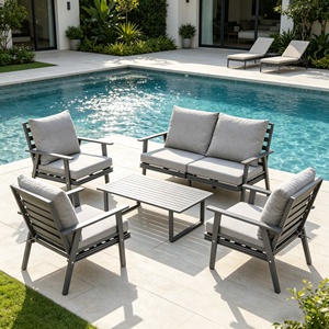 Juego de Sofás de Aluminio para Exteriores, Moderno y Económico, Muebles Minimalistas para Patio con Cojines para Terraza, Patio y Hotel, Venta Directa de Fábrica - Product Image 3