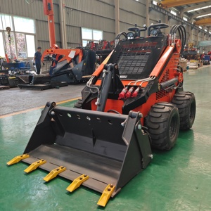 Minicargadora de dirección deslizante 380 lista para alquilar con motor de gasolina de bajas emisiones, neumáticos para césped, EPA, máquina de transporte de pacas de heno y cucharón reforzado - Product Image 5