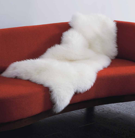 Personnalisable Moderne Eco-Tanné Véritable Peau de Mouton Fourrure Tapis Tapis Jaune à Poils Longs avec Pile en Peluche pour le Salon