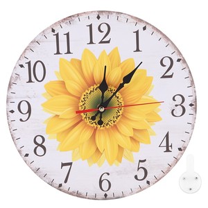 <span class=keywords><strong>Horloge</strong></span> <span class=keywords><strong>murale</strong></span> en bois rétro de 30 cm (12 pouces) en gros, design artistique créatif tournesol en MDF avec fonction quartz pour la décoration intérieure - Product Image 1