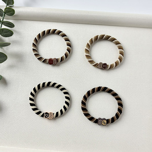 Korean Style Braided Hair Tie Coffee Color High Elasticity Twisted <b>Circle</b> Daily Use Nylon Weaving - Product Image 1