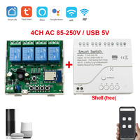 Tuya Smart life commutateur sans fil 4ch Rf émetteur et récepteur Smart Life Wifi APP contrôle commande vocale TUYA Smart avec Alexa