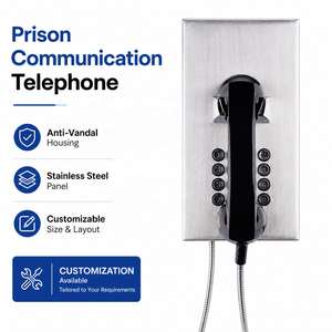 Téléphone mural sécurisé pour lieux publics avec clavier métallique et cordon blindé renforcé pour centres de détention et prisons - Product Image 1