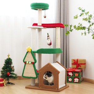 Modern Christmas Series Eco-friendly 4-Level 138cm Indoor Outdoor Integrated <strong>Cat</strong> <strong>Climbing</strong> <strong>Frame</strong> Sisal Scratching Post <strong>Cat</strong> - Product Image 2