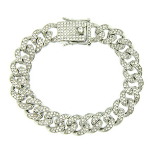 Hot Selling Fashion Popular Design Shining Rhinestone Alloy Thick Chain Bracelet Multiple Models Luxury Hip Hop Bracelet Men - Product Image 6