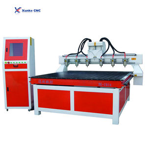 Xunke 4x8ft ATC Syntec CNC Router <span class=keywords><strong>3</strong></span>-Axis 1300x2500mm Travel <span class=keywords><strong>3</strong></span>.2kW Spindle <span class=keywords><strong>3</strong></span>-Multi Spindle 330V/380V <span class=keywords><strong>2</strong></span>-Tahun Garansi Otomatis - Product Image 1