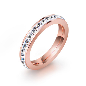 <b>Titanium</b> Steel <b>Ring</b> Five Color Electroplated Cubic Zirconia Pave Setting Unisex Fashion Jewelry Gift SA765 - Product Image 3