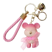 Porte-clés et breloques décoratives pour sac et sac à dos, en résine, motif ours en peluche avec nœud, style dessin animé, couleur dégradée, mignon et Kawaii, cadeau