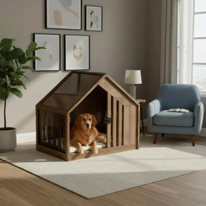 Kişiye Özel İsim Plakalı, El Yapımı Ahşap Köpek Kulübesi, İç Mekan Evcil Hayvan Mobilyası - Product Image 1