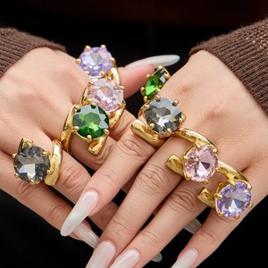 Luxury Waterproof Single Cubic Zircon <strong>Cocktail</strong> <strong>Ring</strong> Multi-Color 18K <strong>Gold</strong> Plated Sparkling <strong>Cocktail</strong> <strong>Ring</strong> for Women - Product Image 2