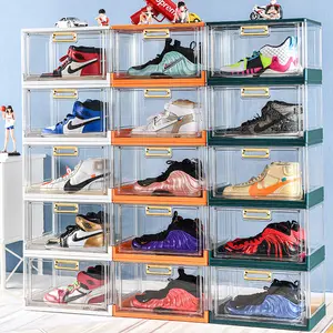 Складная прозрачная коробка для хранения обуви, органайзер для книг, игрушек, пластиковая коробка для обуви, прозрачные коробки для обуви