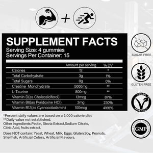 China Factory OEM Private Label <b>Flavored</b> 5000mg Sugar Free Halal Vegan Pre Workout Energy <b>Creatine</b> Monohydrate Gummy Supplements - Product Image 3