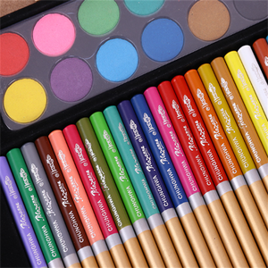 تشونغ هوا 99 قطعة الفن مجموعة رسم طقم أقلام رصاص ملونة رسم مجموعة خشبية اللوحة مربع - Product Image 5