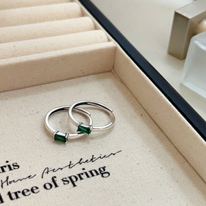 Ruitai S925 Sterling Silver Emerald Zircon <b>Ring</b> Geometric Design Adjustable Women's Fashion Jewelry Gift - Product Image 4