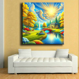 Verdadero fabricante, venta al por mayor, arte de pared 5D personalizado, decoración de lujo para el hogar, pinturas de paisaje, Kits de pintura de diamantes DIY ASF2854 - Product Image 3