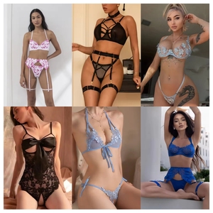 Premium Floral Pattern <b>Sheer</b> Hollow Out <b>Bra</b> Thong Garter Straps Bodysuit Underwire Support Sexy Women's Lace Lingerie Set - Product Image 5