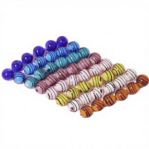 Nuevo Diseño Único de Cuentas Sueltas Hechas a Mano de Vidrio Lampwork con Rayas de Colores y Líneas Redondas de 8MM, Compatibles con la Mayoría de las Pulseras de Charms - Product Image 4