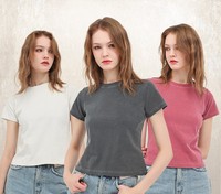 Haute qualité en gros 240gsm pur coton femmes recadrée Vintage T-Shirt coupe régulière décontracté femmes robes T-Shirt