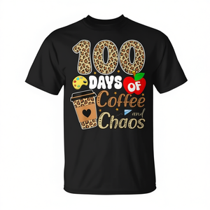 Maglietta per insegnanti amanti del caffè, 100 giorni di scuola, regalo per il 100° giorno di scuola per gli educatori - Product Image 2